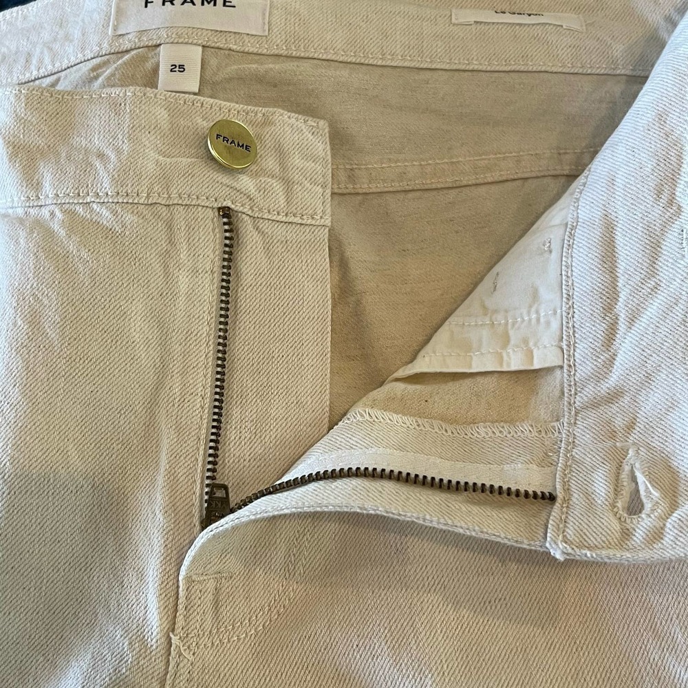 FRAME Le Garçon Mid Rise Straight Cotton Linen Jeans Natural Heather Size 30 NWT - Picture 13 of 16